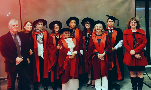 L to R: Bill Dunstan, Diane White, Rajah Belhaj , Treena Burgess, Eman Bearkat, Jamba Gyeltshen, Sarah Sapsford, Emma Steel, Giles Hardy, Kirsty Bayliss